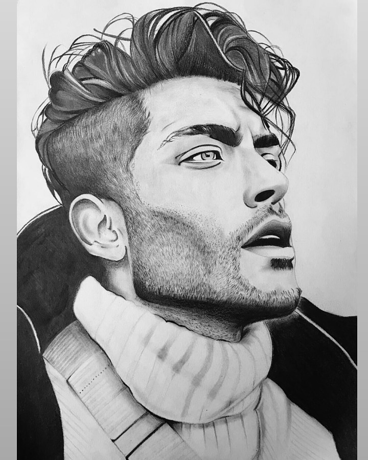 Pencil portrait of a man in a turtleneck